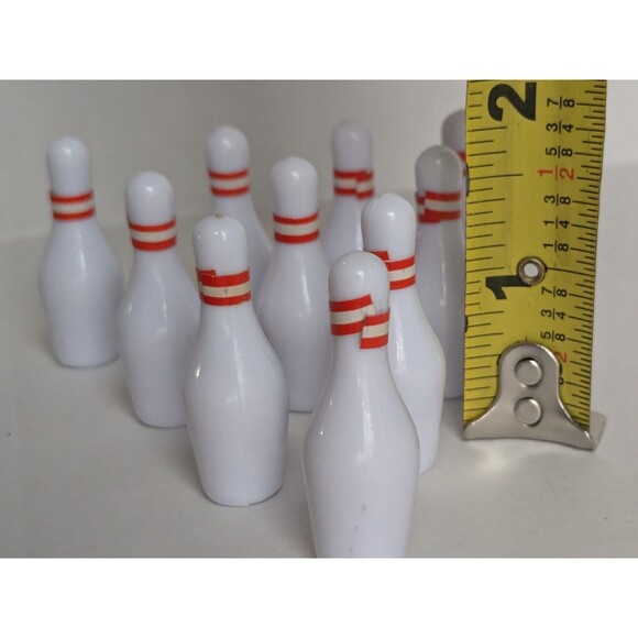 Miniatures Bowling Pins Finger Sports Cake Accessories Toy Set 10 Table Set - Picture 4 of 4